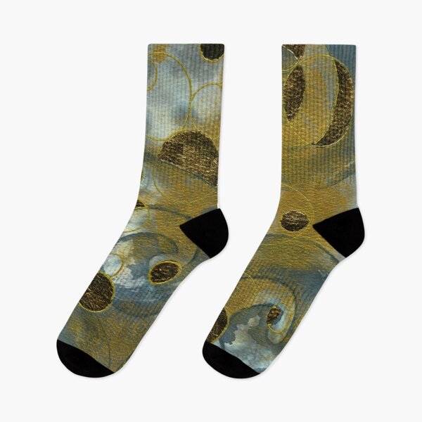 Item preview, Bubbles, French Curves and Circles Abstract in Jacques Herbin Vert De Gris, Gold and Gold Leaf designed and sold by LymphomaLass.