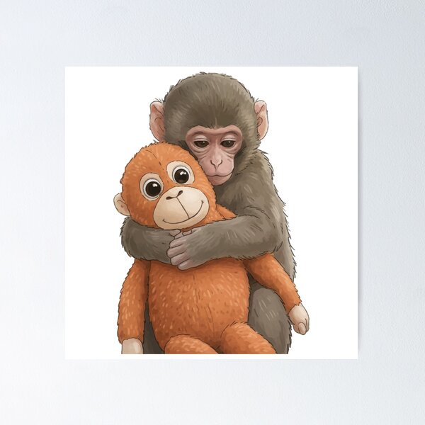 Item preview, Viral Monkey Affectionate Hug with Orangutan Plushie Meme designed and sold by PixelWaveBD.