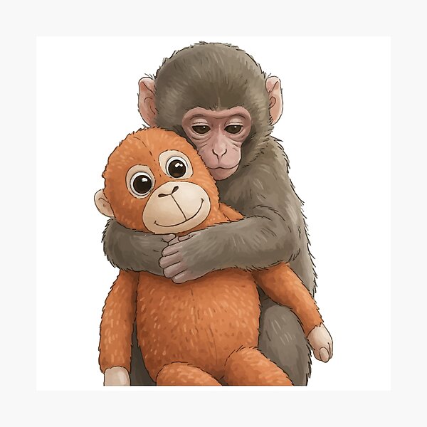 Item preview, Viral Monkey Affectionate Hug with Orangutan Plushie Meme designed and sold by PixelWaveBD.