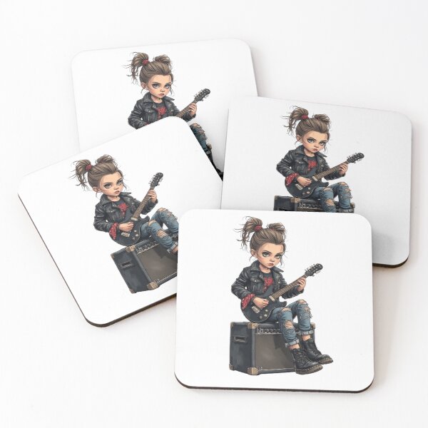 Item preview, Rock Girl with Electric Guitar and Leather Jacket Style designed and sold by CHRIST5000.