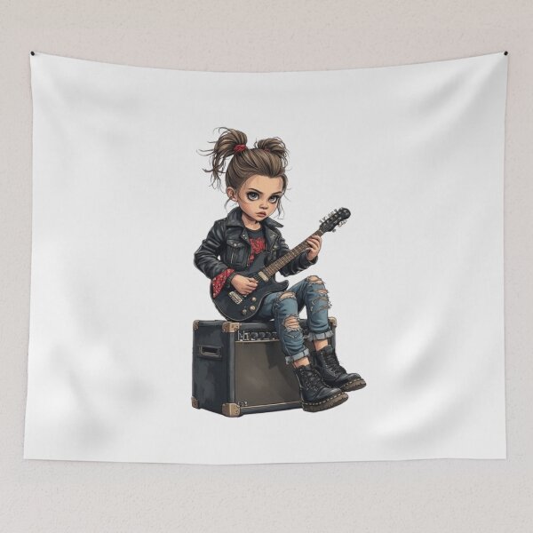 Item preview, Rock Girl with Electric Guitar and Leather Jacket Style designed and sold by CHRIST5000.