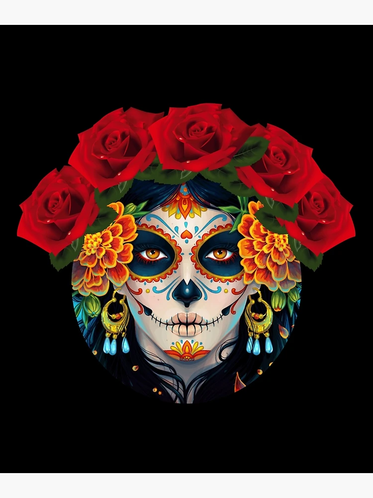 Scull Flower Arts Cute Mexican Macabre Skull Head, Gothic Gifts Poster for  Sale by W-creates