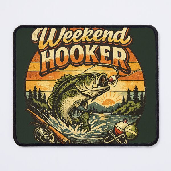 Item preview, Weekend Hooker Funny Fishing Vintage Retro Bass Fishing Gift designed and sold by DPSz.