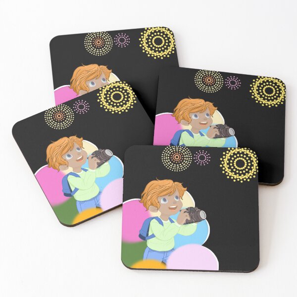 Item preview, Cute Cartoon Boy Photographer with Fireworks designed and sold by MigWhimsy.