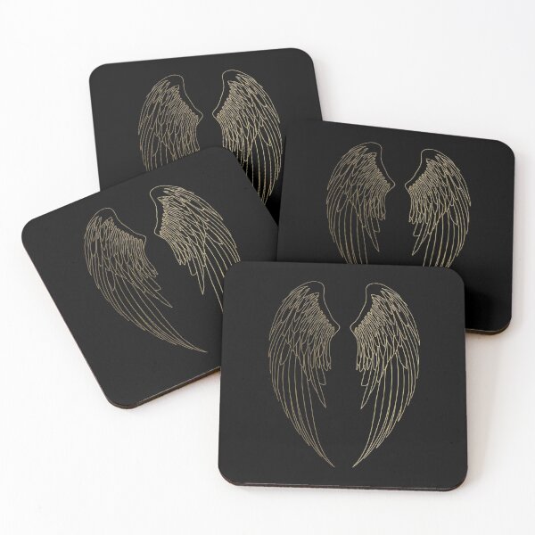 Item preview, Golden Angel Wings - Elegant Gold Line Art Feathers designed and sold by Cindralith.