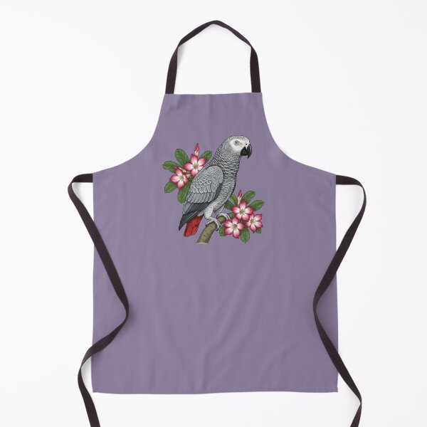 Item preview, African Grey Parrot and Desert Rose Botanical Illustration designed and sold by BirdsnStuff.