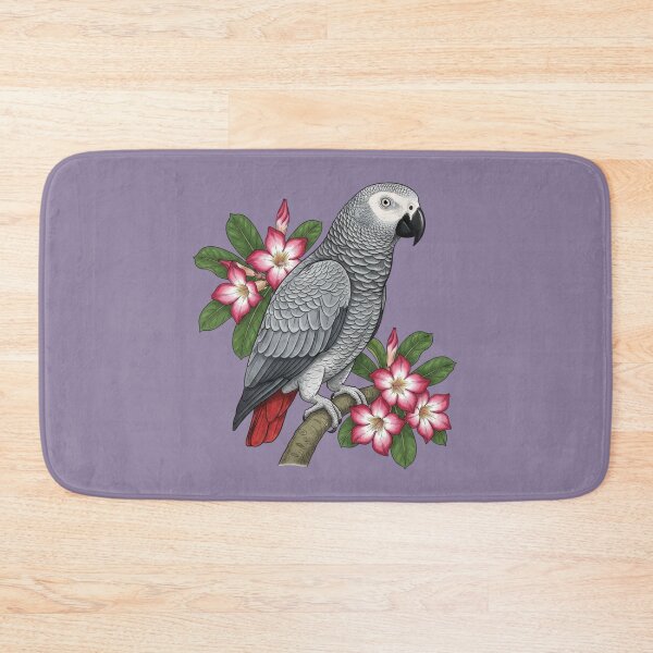 Item preview, African Grey Parrot and Desert Rose Botanical Illustration designed and sold by BirdsnStuff.