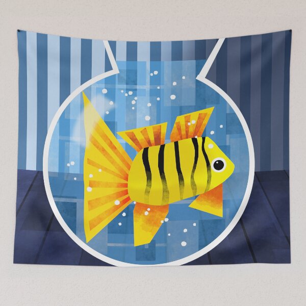 Item preview, Colourful Striped Fish in a Goldfish Bowl designed and sold by Andrew  Hitchen.