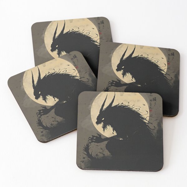 Item preview, Shadow Dragon Under Full Moon – Dark Ink Fantasy Art designed and sold by kaxymax.