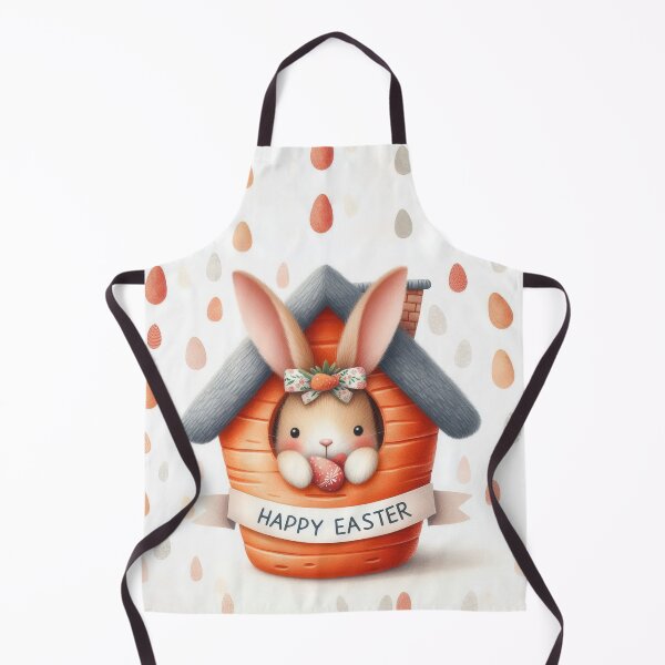 Artikelvorschau, Ein niedlicher Osterhase lugt aus einem karottenförmigen Häuschen hervor. entworfen und verkauft von ideandesign.