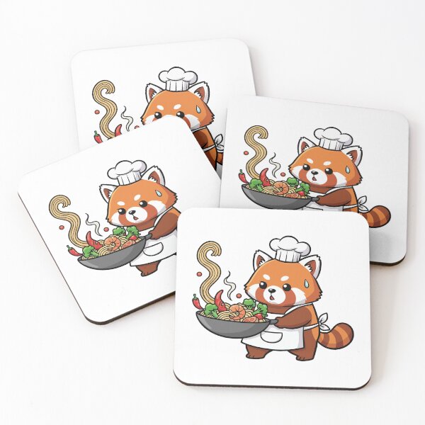 Item preview, Red Panda Chef Cooking Spicy Noodle Wok designed and sold by nilkbv.
