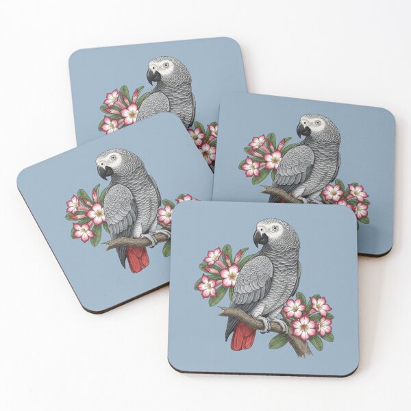 Item preview, African Grey Parrot and Desert Rose Flowers designed and sold by BirdsnStuff.