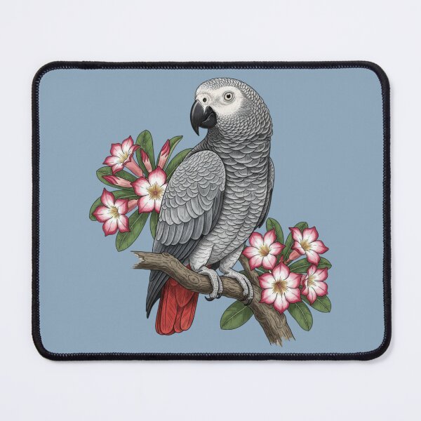 Item preview, African Grey Parrot and Desert Rose Flowers designed and sold by BirdsnStuff.