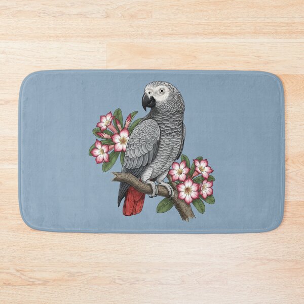 Item preview, African Grey Parrot and Desert Rose Flowers designed and sold by BirdsnStuff.