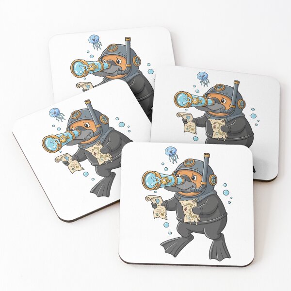 Item preview, Funny Platypus Scuba Diver Underwater Treasure Hunter designed and sold by nilkbv.