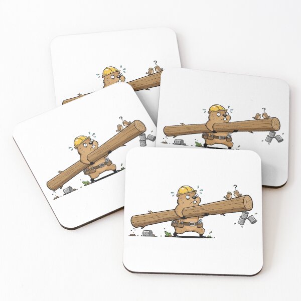 Item preview, Hardworking Beaver Construction Worker Carrying Log designed and sold by nilkbv.