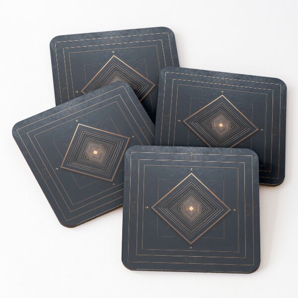 Item preview, Intent Stabilization Sacred Geometric Diamond Blueprint in Gold on Deep Navy designed and sold by ArtivaNest.