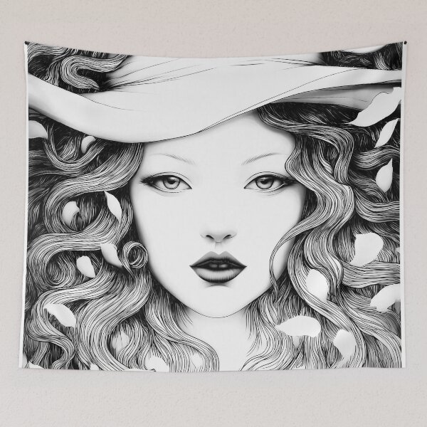 Item preview, Beautiful White Witch Whimsical Black And White Portrait designed and sold by Shoot-The-Moon.
