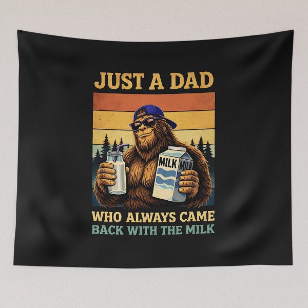 Item preview, Just A Dad Who Always Came Back With The Milk Bigfoot Retro Sunset Gift For Men designed and sold by ArmyAbodo.