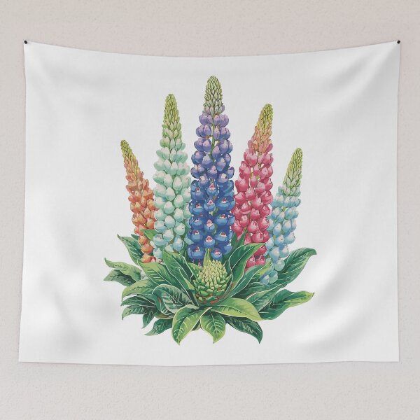 Item preview, Vibrant Blooming Lupinus: A Detailed Botanical Watercolor Illustration designed and sold by GreenBotanist.