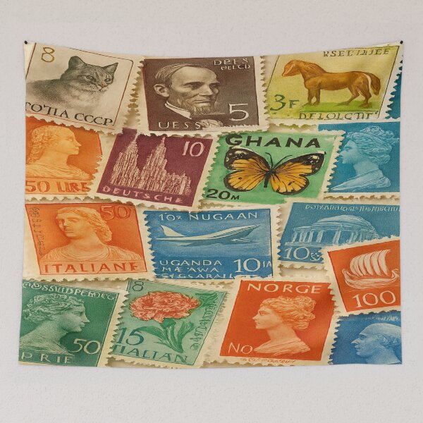 Item preview, Global Stamp Collage – Overlapping Vintage Postage from Around the World designed and sold by nigejohn.