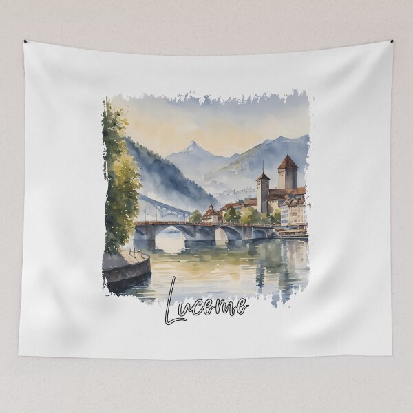 Item preview, Watercolor of Lucerne, Lucerne Switzerland designed and sold by Dressyourflag.