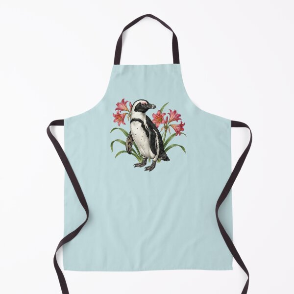Item preview, African Penguin and Pink Cape Lily Illustration designed and sold by BirdsnStuff.