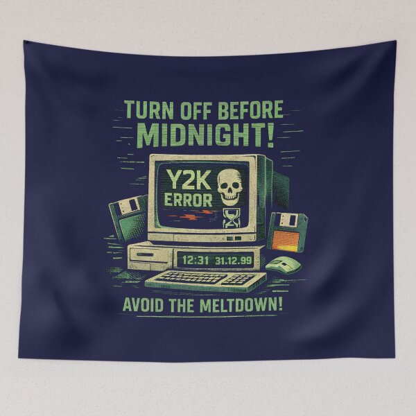 Item preview, Y2K Error Warning – Turn Off Before Midnight Retro Computer Design designed and sold by phiawdesign9.