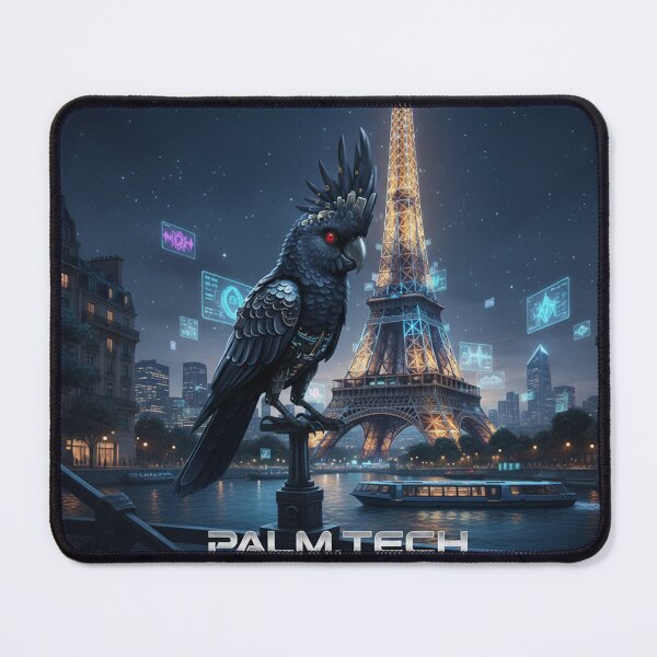 Item preview, Palm Tech Paris - Cyberpunk Eiffel Tower & Neon Romantic Art designed and sold by codex antique.