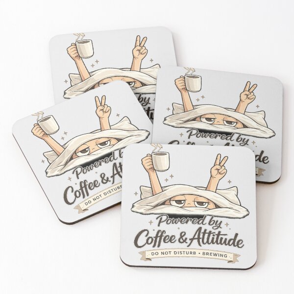 Item preview, Powered by Coffee & Attitude Funny Lazy Morning T-Shirts designed and sold by KDesignCrafts.