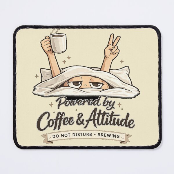 Item preview, Powered by Coffee & Attitude Funny Lazy Morning T-Shirts designed and sold by KDesignCrafts.