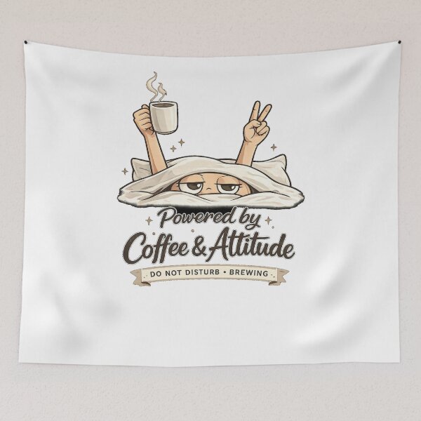 Item preview, Powered by Coffee & Attitude Funny Lazy Morning T-Shirts designed and sold by KDesignCrafts.
