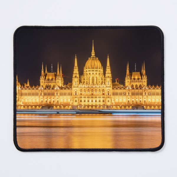 Item preview, Hungarian Parliament Building Night Long Exposure – Budapest Danube River Cityscape Photography designed and sold by Martindoran.