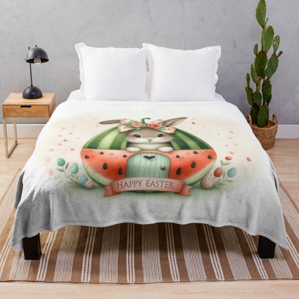 Item preview, A cute Easter rabbit peeking out from a watermelon-shaped house. designed and sold by ideandesign.