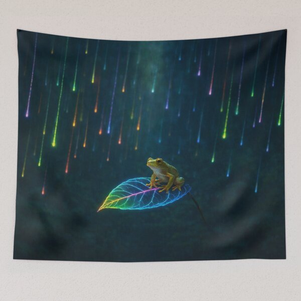 Item preview, Frog Beneath the Neon Meteor Shower designed and sold by PurrfectWhisper.