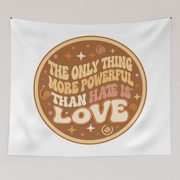 Item preview, The Only Thing More Powerful Than Hate Is Love Retro Sticker designed and sold by Lu7u.