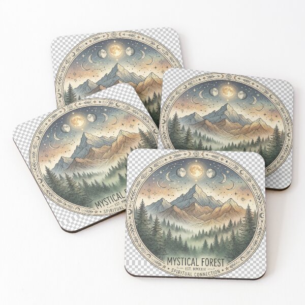 Item preview, Mystical Forest and Mountains Moon Phases Badge - Spiritual Connection Art designed and sold by R & K Fashions.