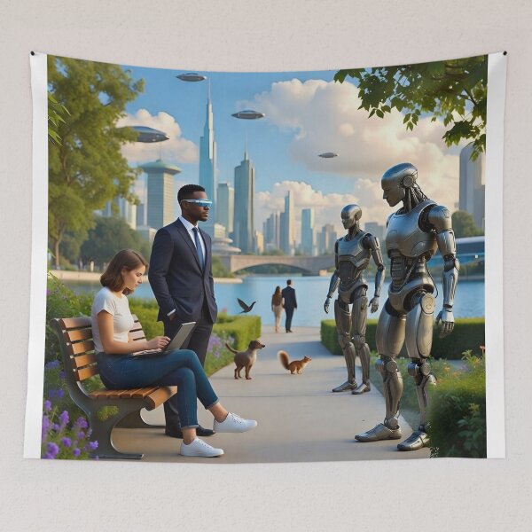 Item preview, Urban Park 2045: Human–AI Coexistence in a Sustainable Smart City designed and sold by Livio Oliveira.