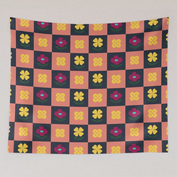 Item preview, Retro Checkerboard Floral Pattern designed and sold by 0606PM.