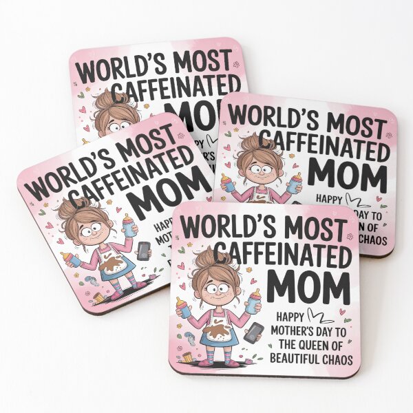 Item preview, World's Most Caffeinated Mom | Queen of Beautiful Chaos designed and sold by Midnight Veil Designs.
