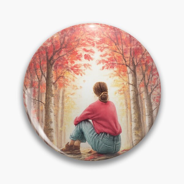 Aperçu de l'œuvre Sérénité automnale – Illustration d'une jeune fille paisible dans une forêt d'automne créée et vendue par Snapystyle.