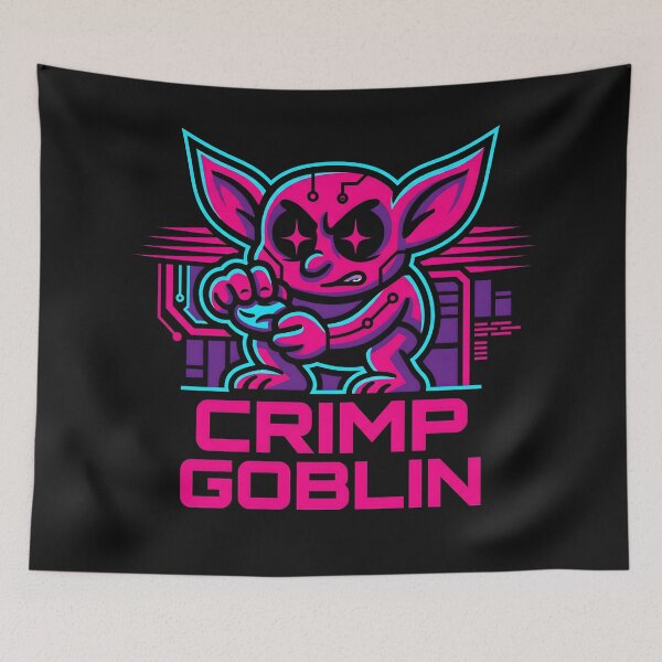 Item preview, Crimp Goblin Bouldering Neon Retrowave Climber designed and sold by MarCinu Art.