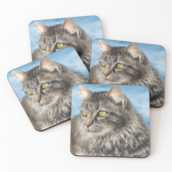 Item preview, Painting of a Gorgeous Furry Gray Cat designed and sold by ibadishi.