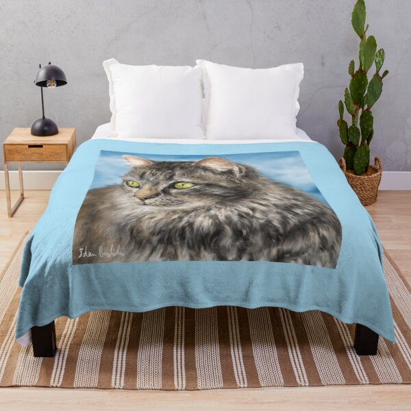 Item preview, Painting of a Gorgeous Furry Gray Cat designed and sold by ibadishi.