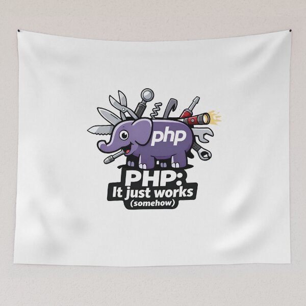 Item preview, PHP It Just Works Somehow Funny Web Developer designed and sold by Zenith Design.