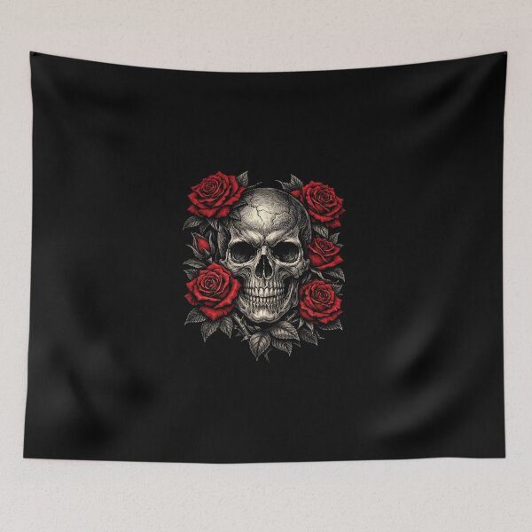 Item preview, Gothic Skull with Crimson Roses designed and sold by Blue-Eagle-Fashion.