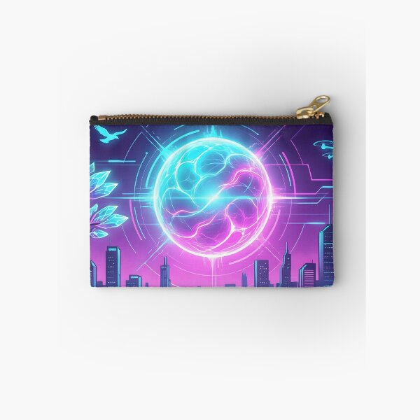 Item preview, Neon Solarpunk Waterfall Cyberpunk Cityscape 2026 designed and sold by MarCinu Art.