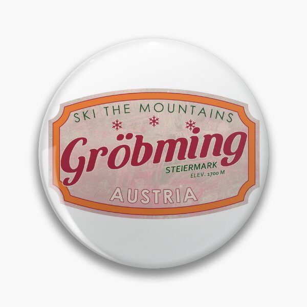 Item preview, Gröbming, Austria, Steiermark, Ski, textured skiing badge designed and sold by Wanderful-roads.