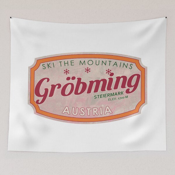 Item preview, Gröbming, Austria, Steiermark, Ski, textured skiing badge designed and sold by Wanderful-roads.