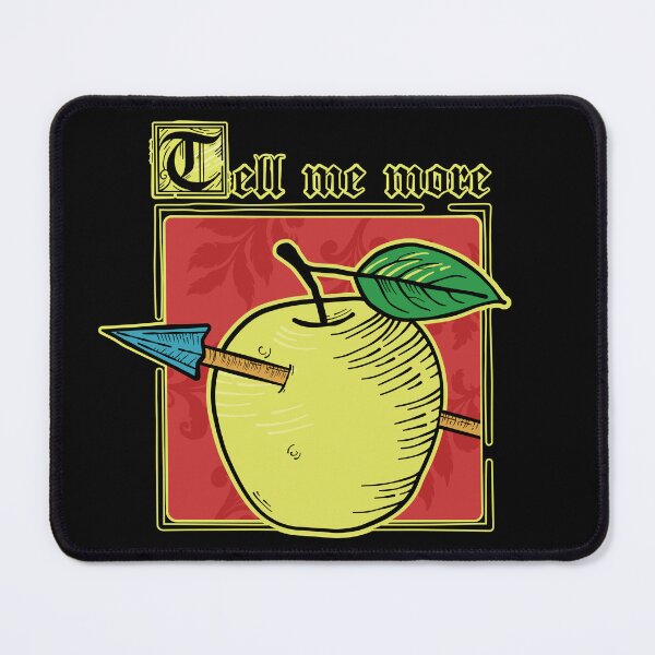 Item preview, Funny Medieval Archer Pun - Tell Me More William Tell Apple Woodcut designed and sold by chaaval.